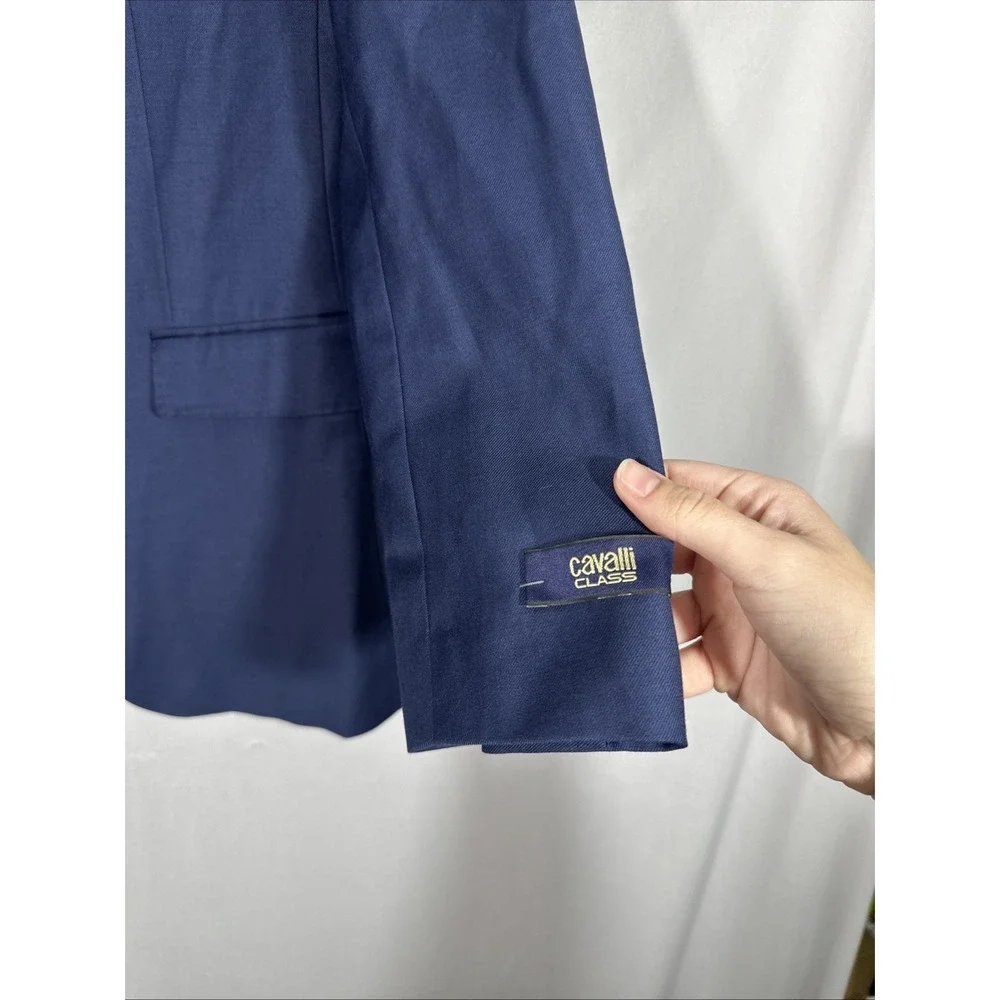 NEW Cavalli Class [ 48/42 ] Slim Fit Wool Suit‎ Jacket in Shinny Blue #U1903
